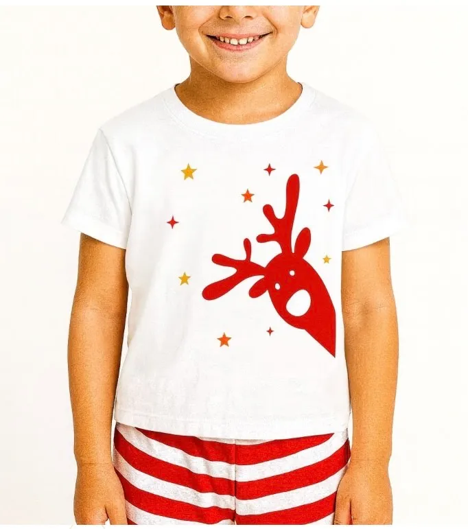 Reno estrellas polera blanca