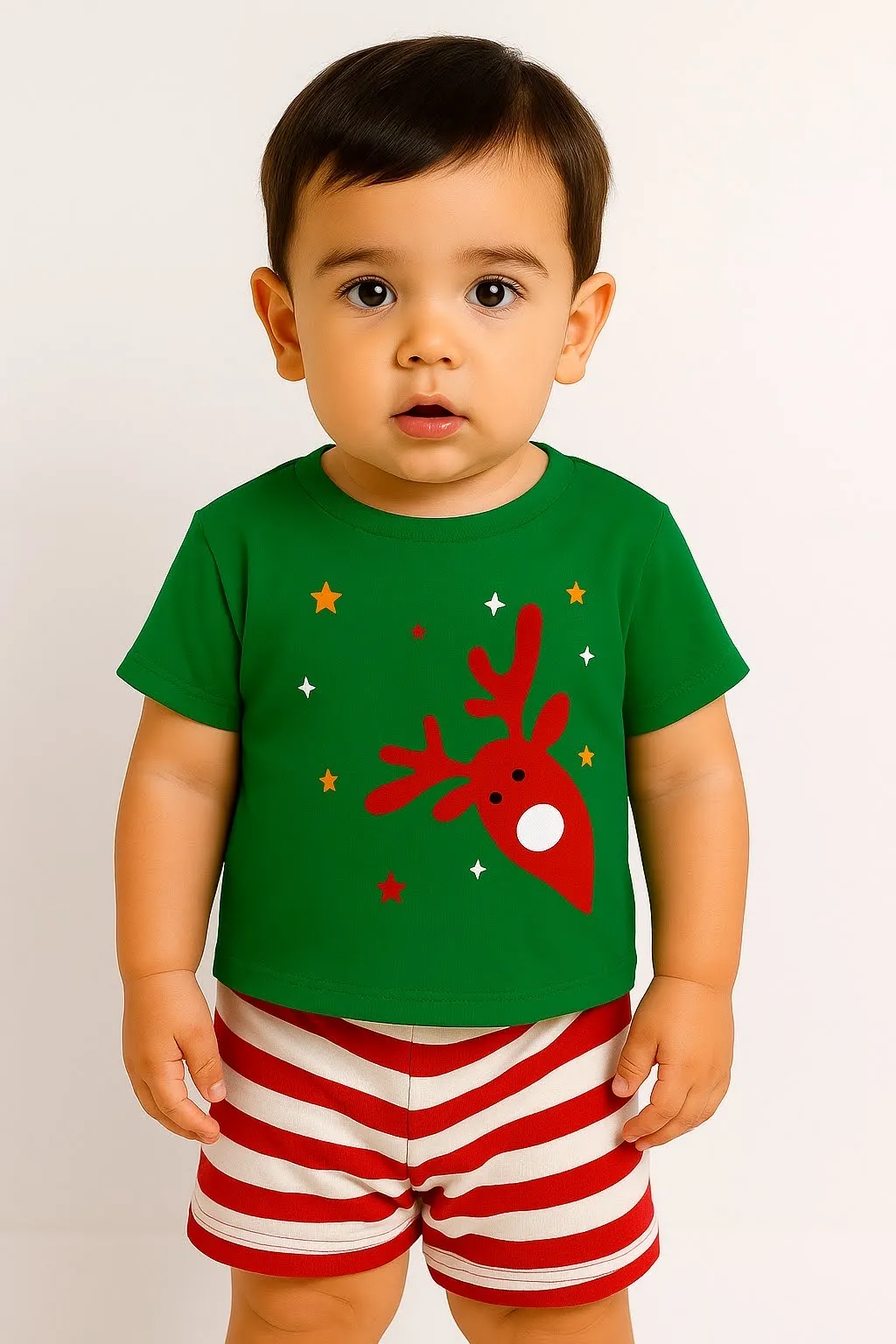 Reno estrellas polera verde