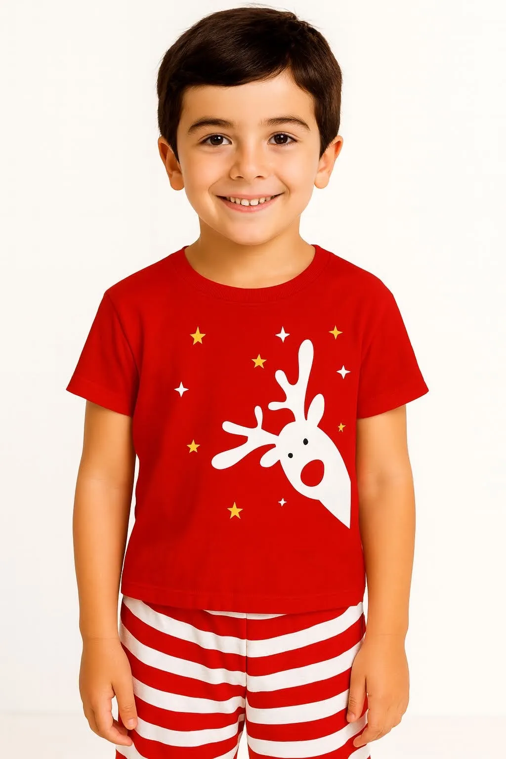 Reno estrellas polera roja